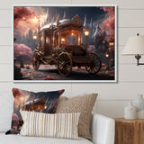 Floral Pink Princess Carriage - Old American Cart Canvas Wall Art