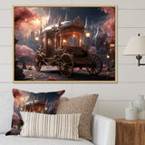 Floral Pink Princess Carriage - Old American Cart Canvas Wall Art