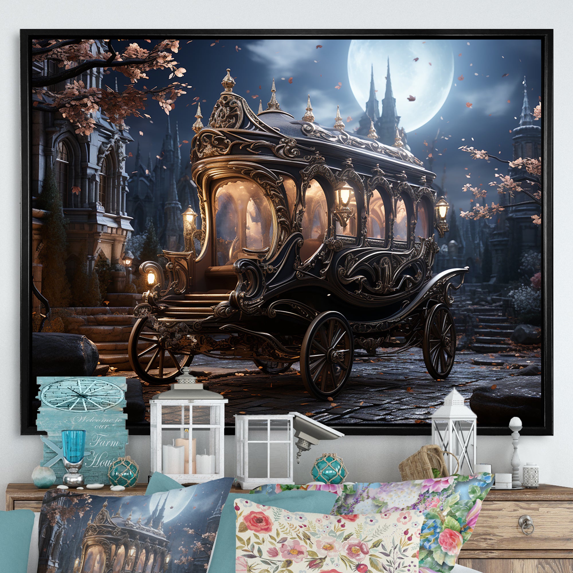 Enchanted Evening Carriage - Old American Cart Canvas Wall Art