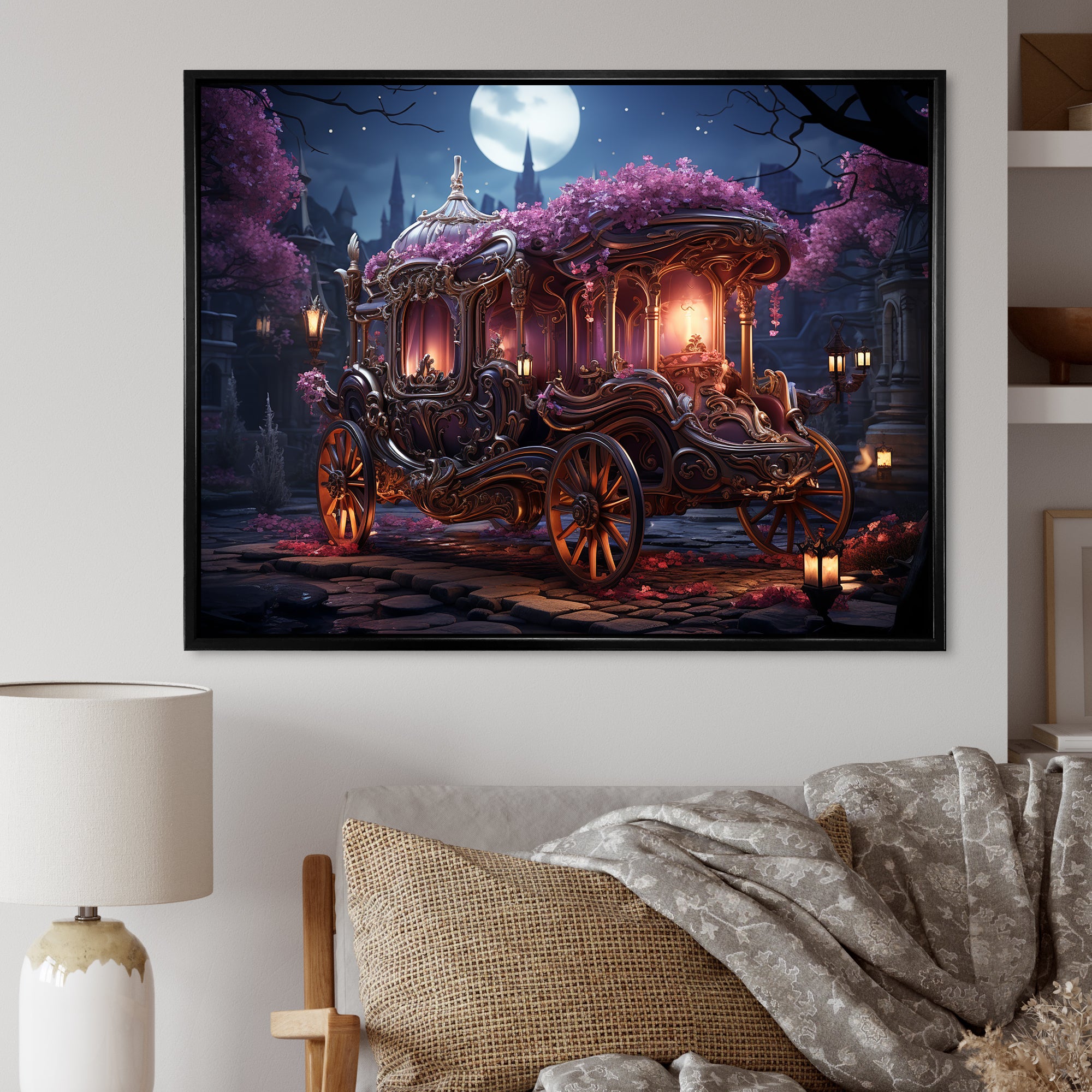Floral Princess Carriage - Old American Cart Canvas Wall Art