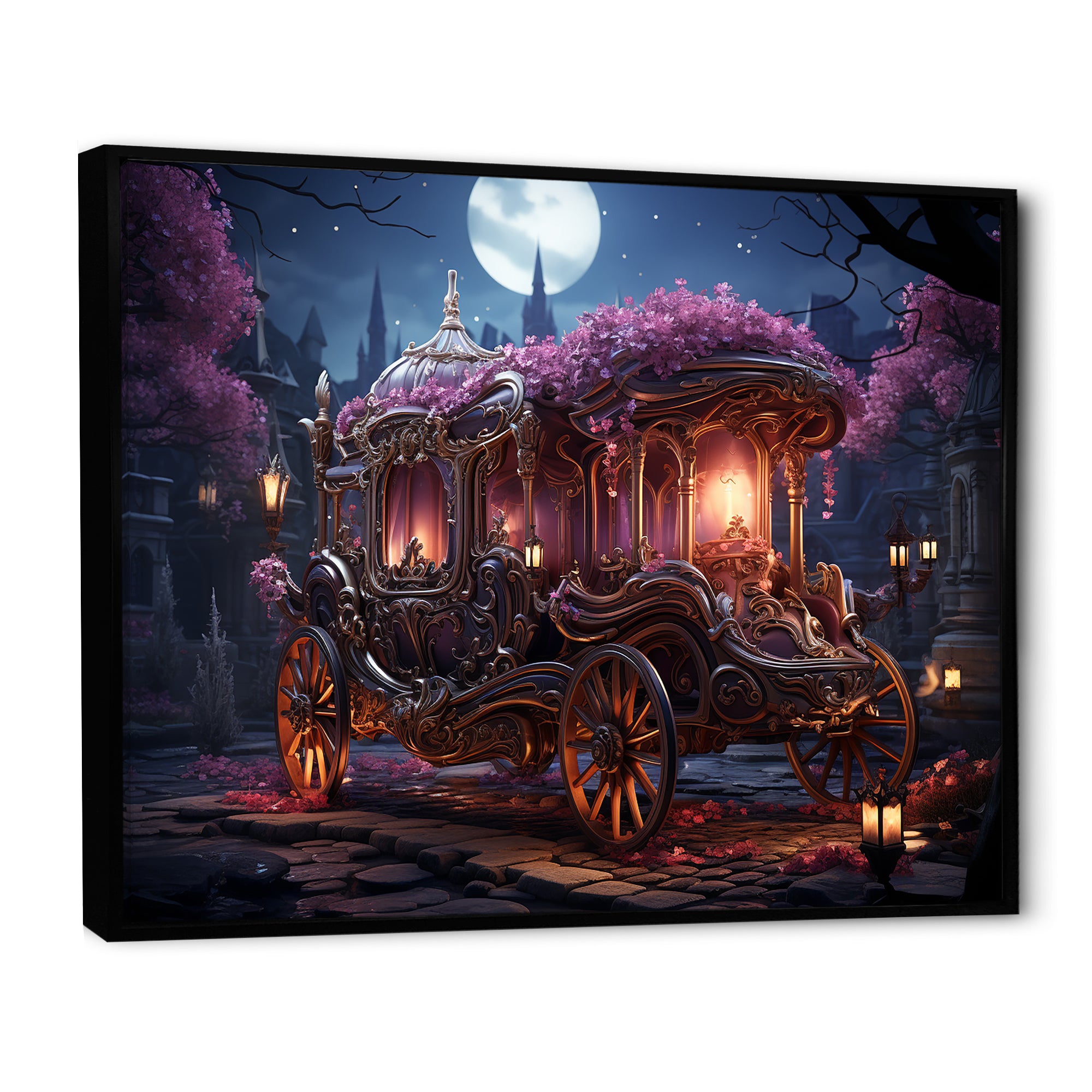 Floral Princess Carriage - Old American Cart Canvas Wall Art