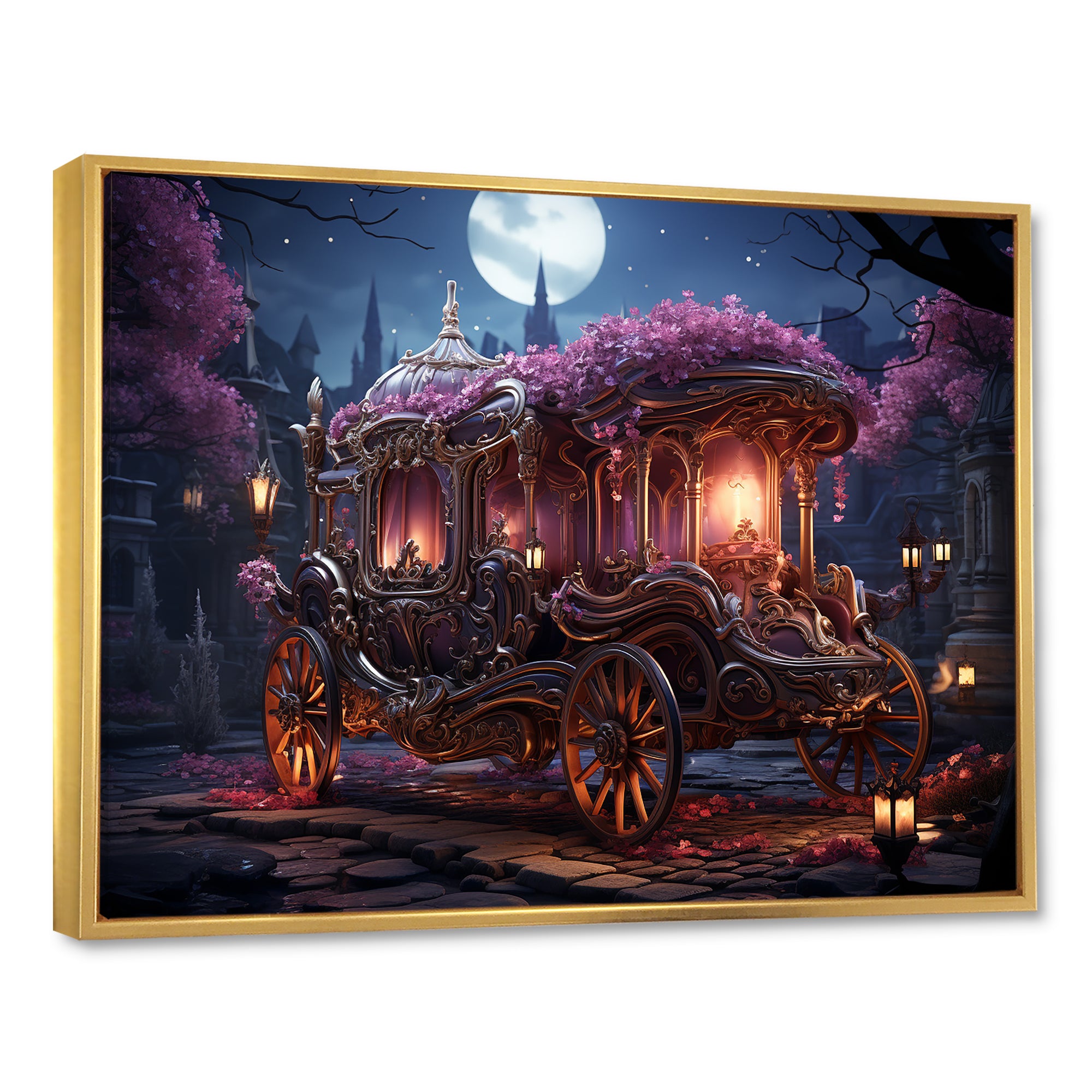Floral Princess Carriage - Old American Cart Canvas Wall Art