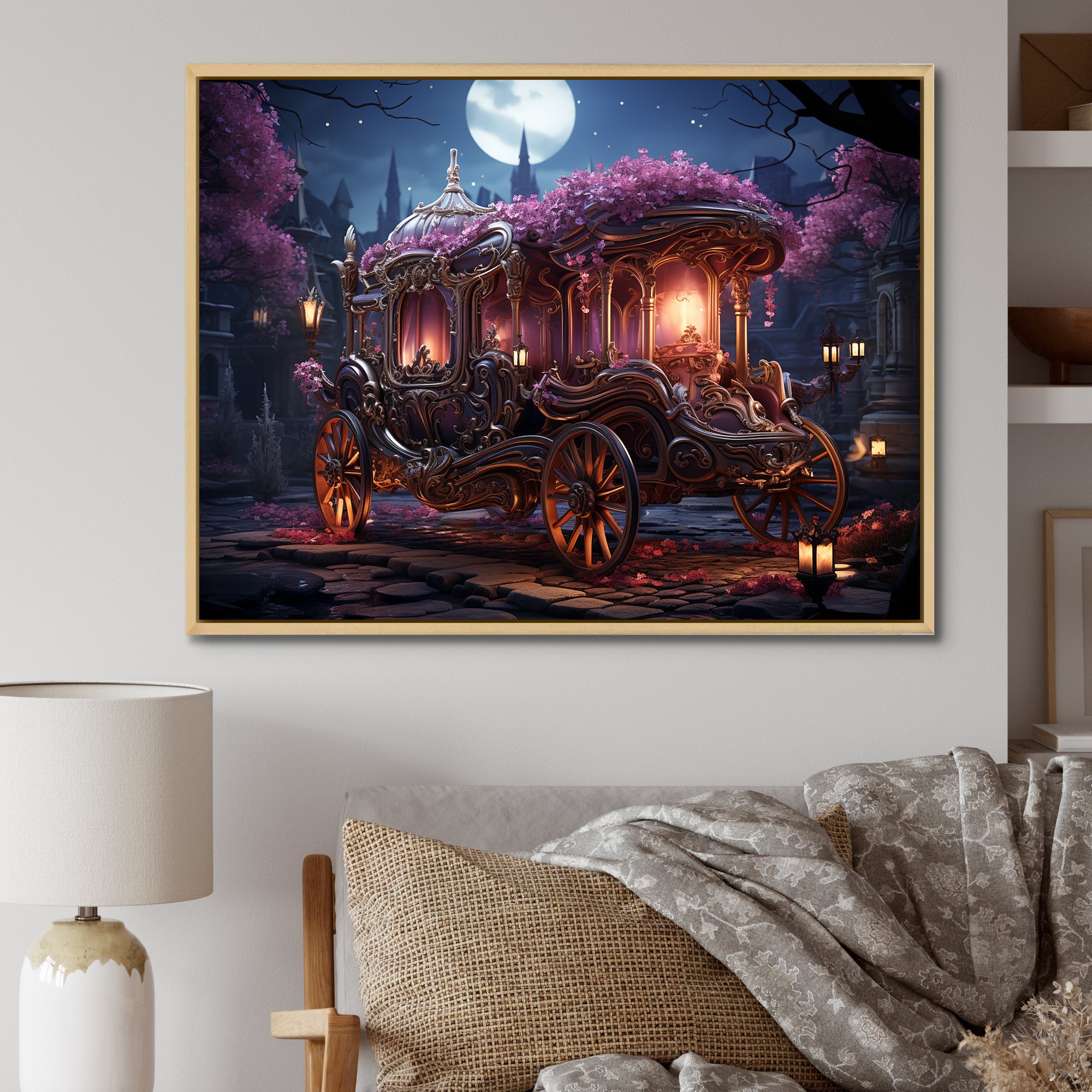 Floral Princess Carriage - Old American Cart Canvas Wall Art