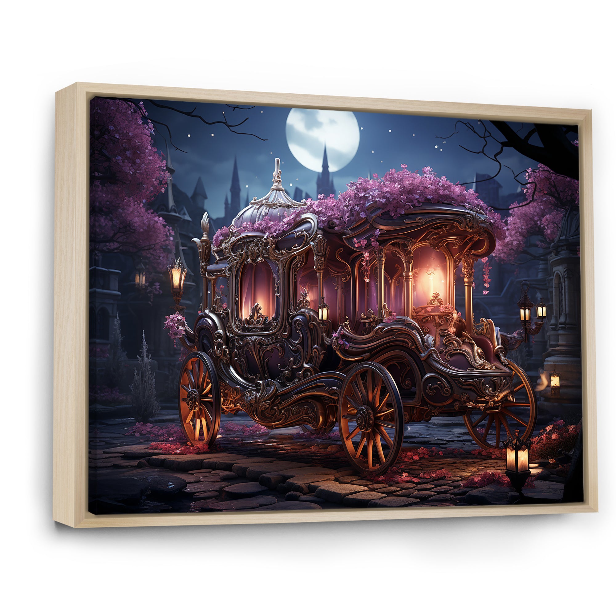 Floral Princess Carriage - Old American Cart Canvas Wall Art