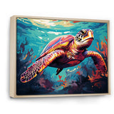 Pop art curious Turtle Aquatic Dance - Turtle Canvas Wall Art