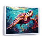 Pop art curious Turtle Aquatic Dance - Turtle Canvas Wall Art