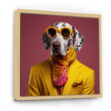 Yellow and orange Fashion first suited dog - Dog Framed Canvas Art