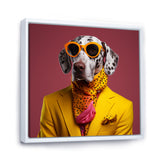 Yellow and orange Fashion first suited dog - Dog Framed Canvas Art