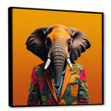 Elephant suited up Yellow and pink - Elephant Large Canvas Wall Art