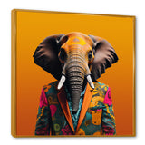 Elephant suited up Yellow and pink - Elephant Large Canvas Wall Art