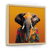Elephant suited up Yellow and pink - Elephant Large Canvas Wall Art