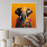 Elephant suited up Yellow and pink - Elephant Large Canvas Wall Art
