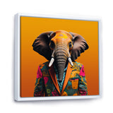Elephant suited up Yellow and pink - Elephant Large Canvas Wall Art