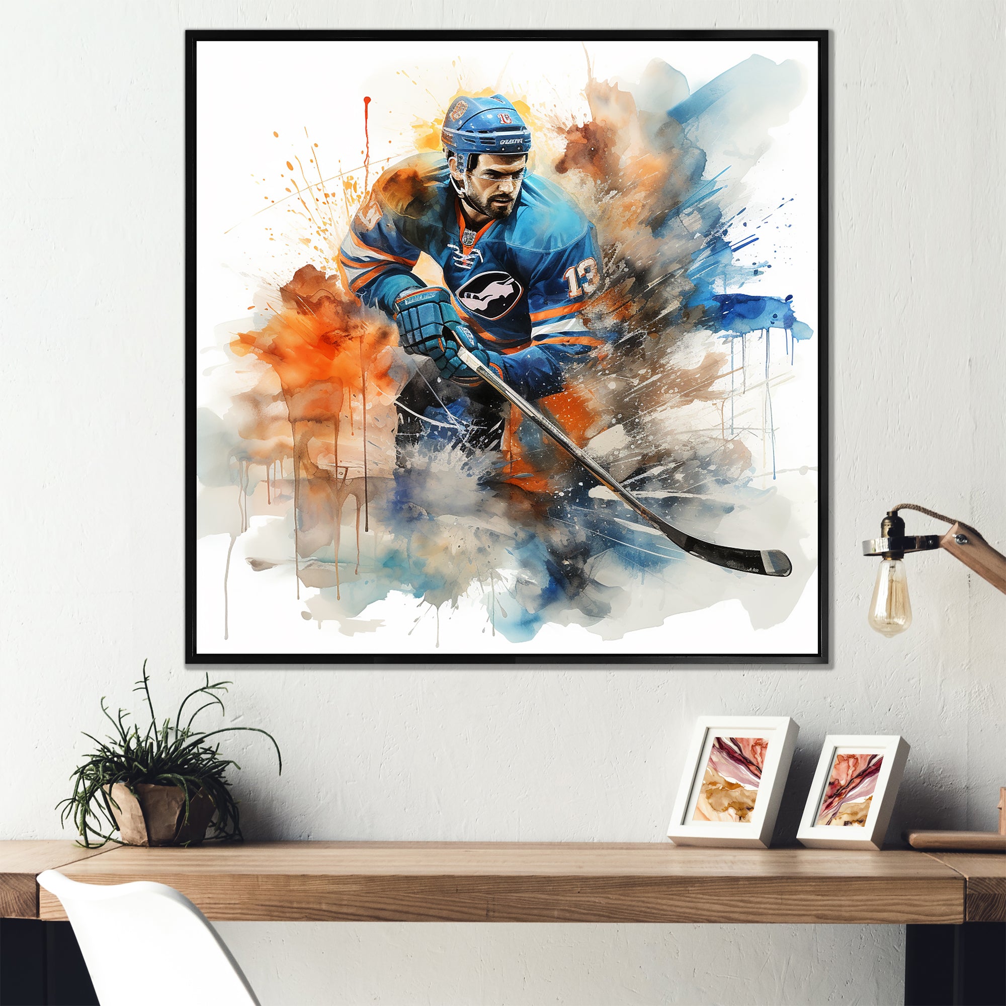 Blue Us Hockey Ice Chronicles I - Sport Hockey Canvas Wall Art