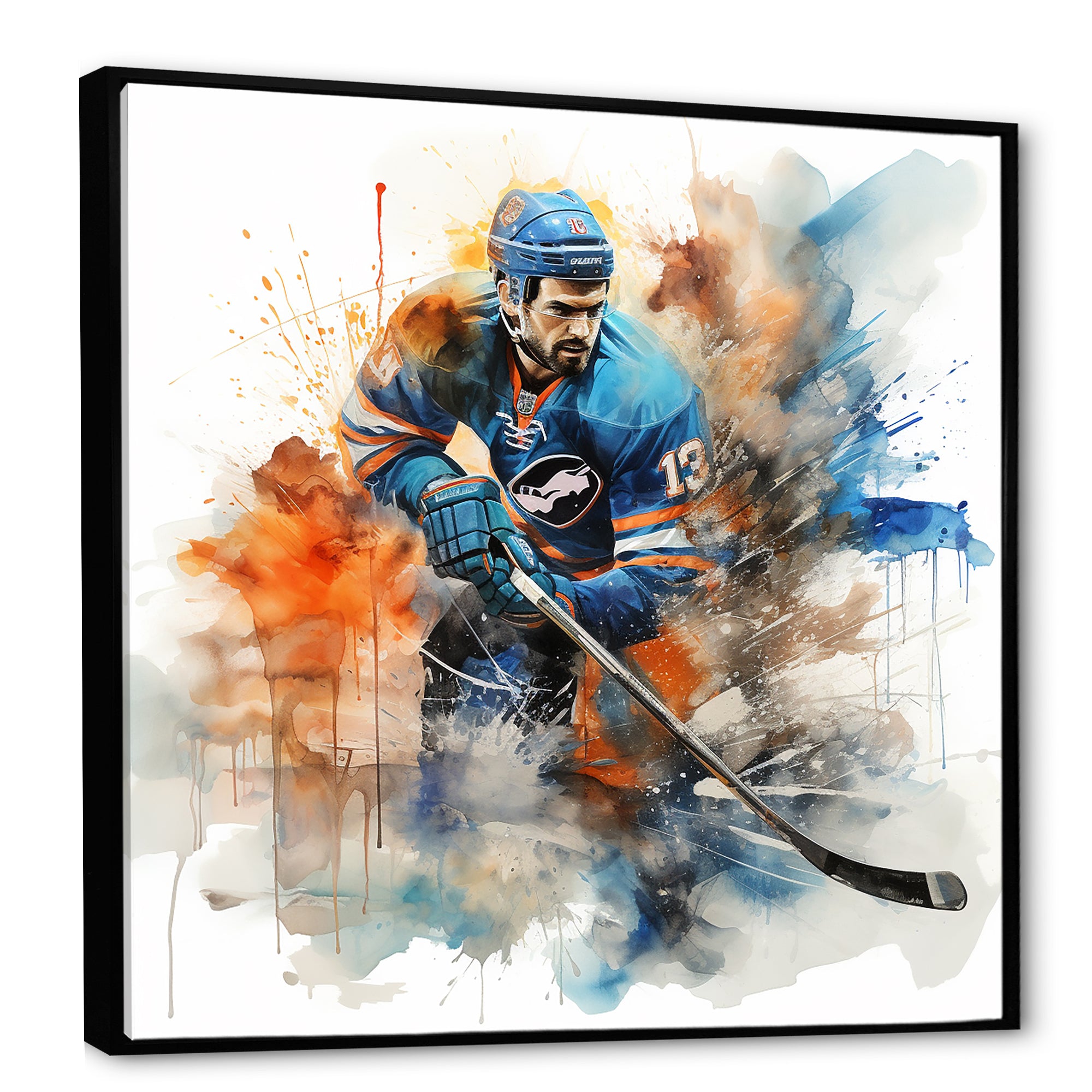 Blue Us Hockey Ice Chronicles I - Sport Hockey Canvas Wall Art