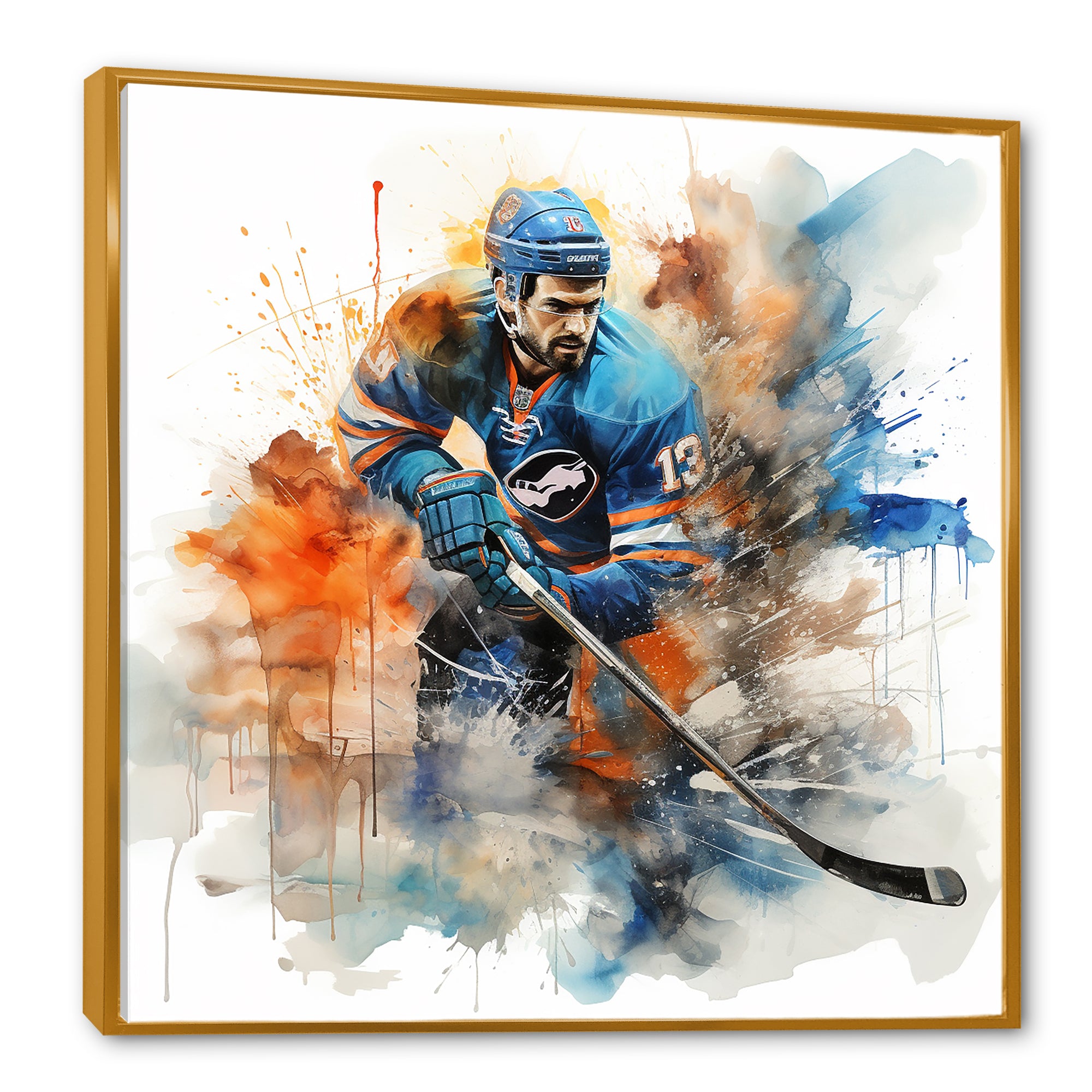 Blue Us Hockey Ice Chronicles I - Sport Hockey Canvas Wall Art