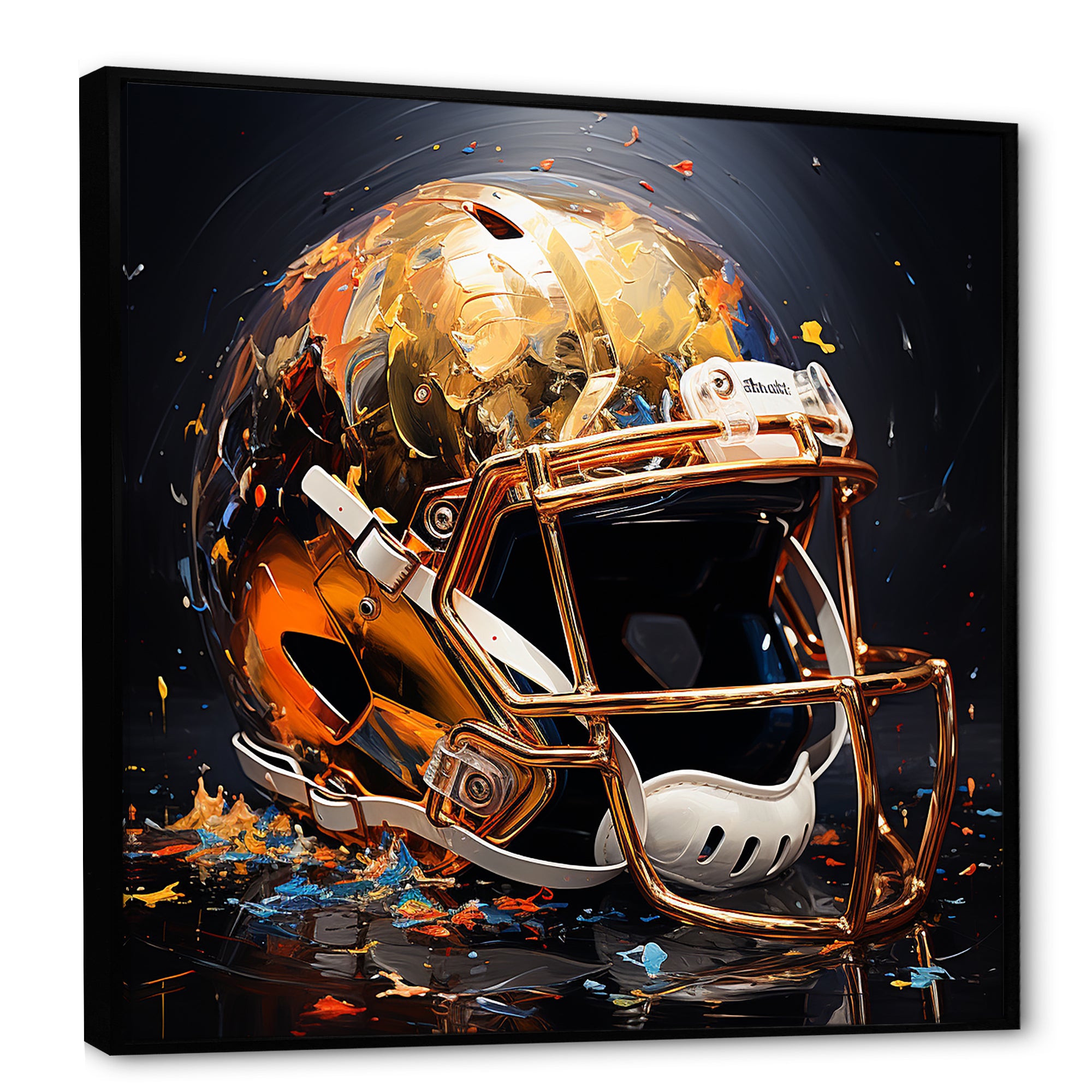 Gold American Football Helmet - Sport Football Canvas Wall Art