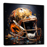 Gold American Football Helmet - Sport Football Canvas Wall Art