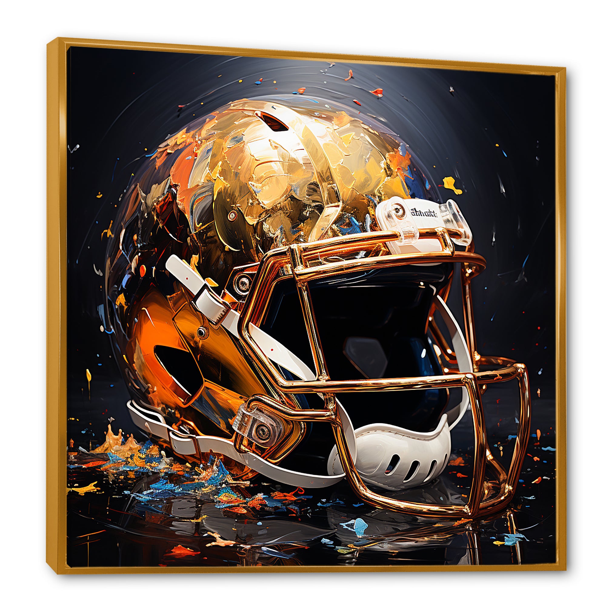 Gold American Football Helmet - Sport Football Canvas Wall Art