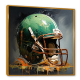 Green And Black American Football Helmet - Sport Football Canvas Wall Art