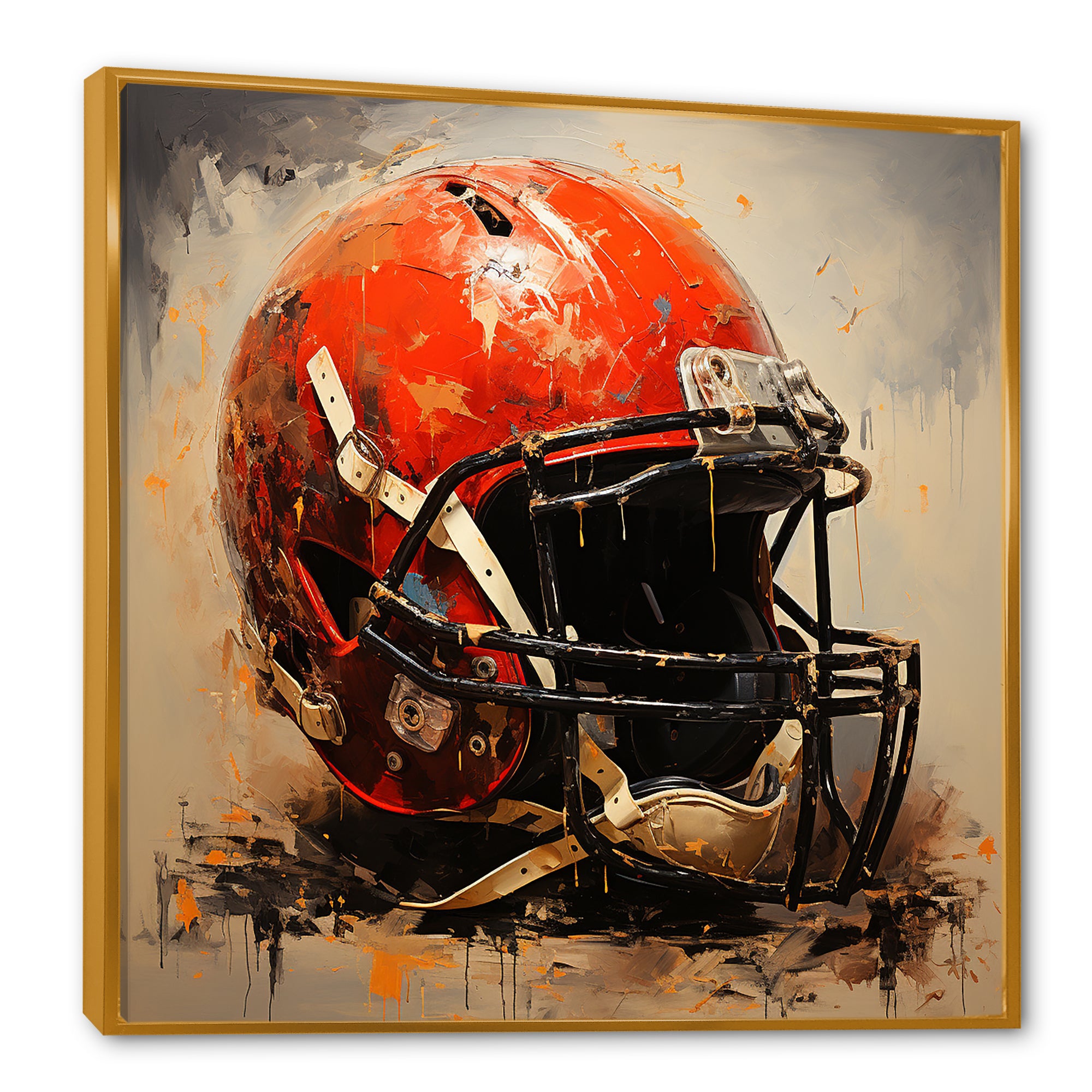 Minimalist Red Football Helmet I - Sport Football Canvas Wall Art