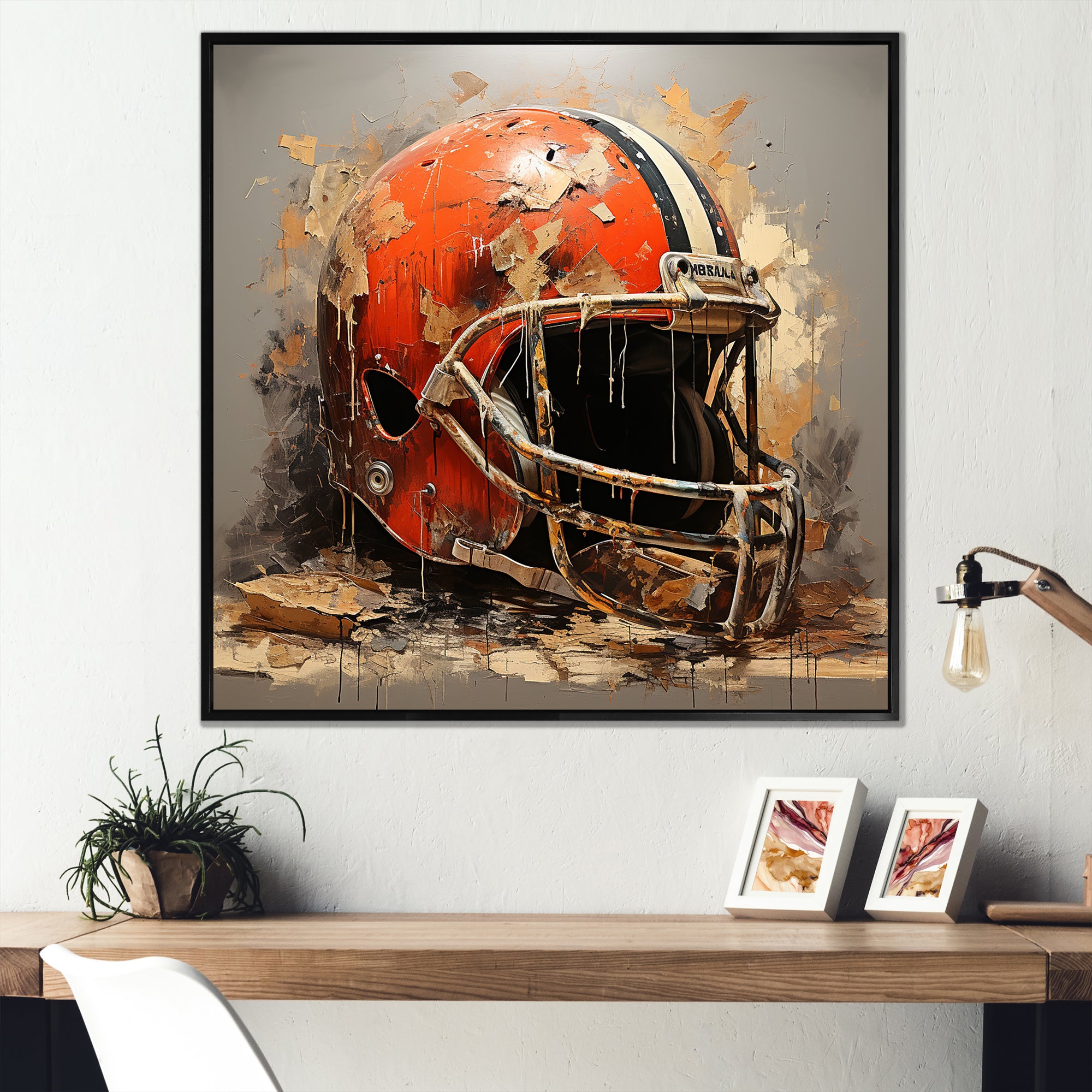 Red And Black Football Helmet - Sport Football Canvas Wall Art