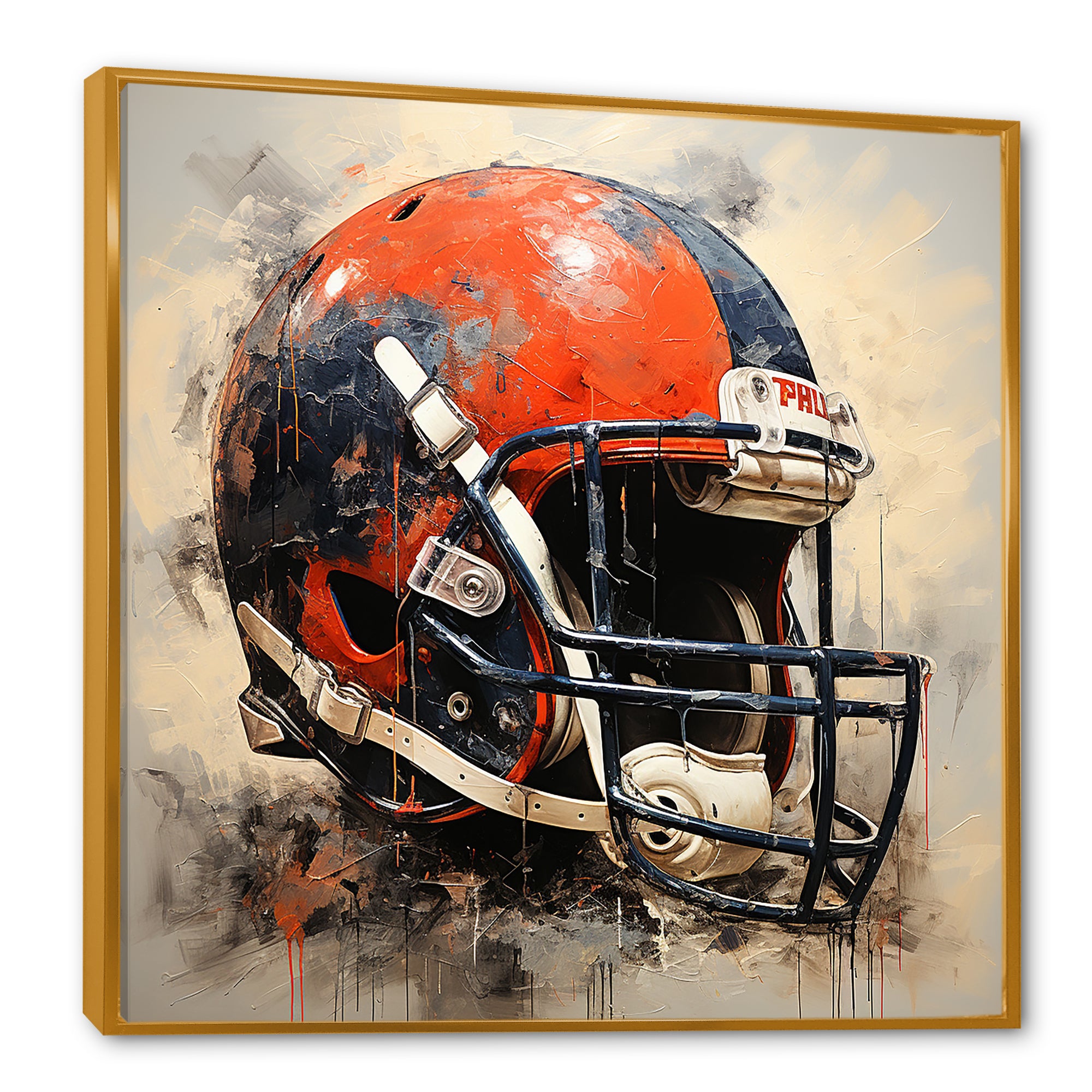 Black And Red Football Helmet - Sport Football Canvas Wall Art