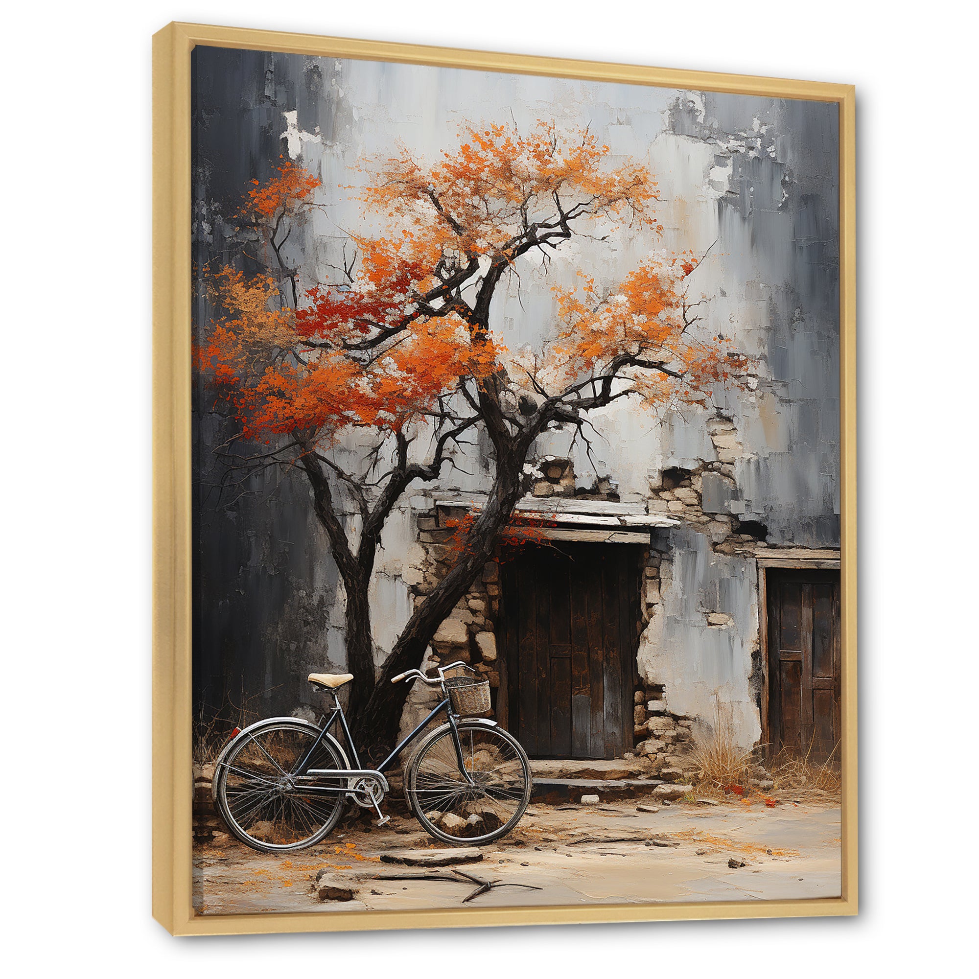 Orange and grey Midnight bicycle - Bicycle Canvas Wall Art