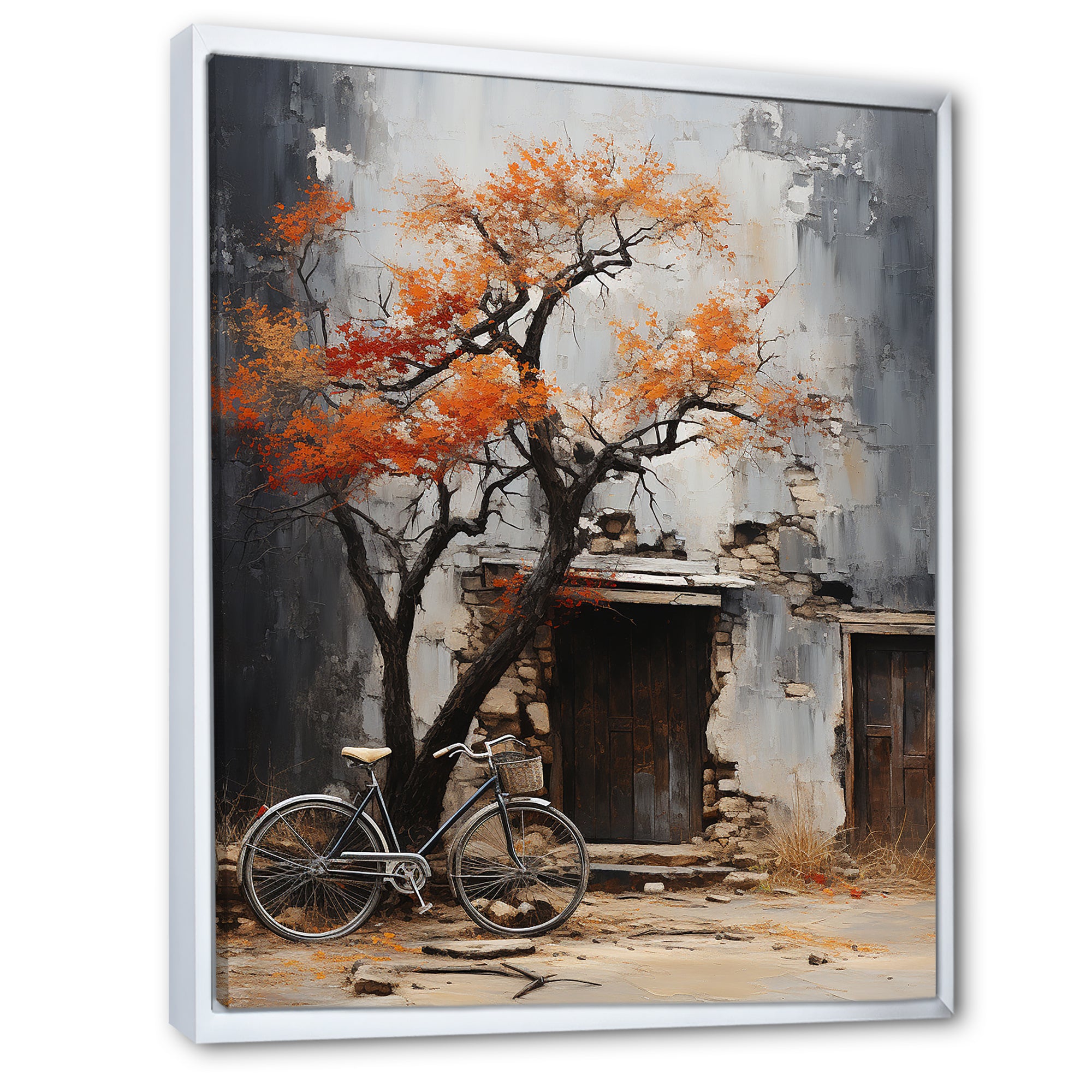 Orange and grey Midnight bicycle - Bicycle Canvas Wall Art