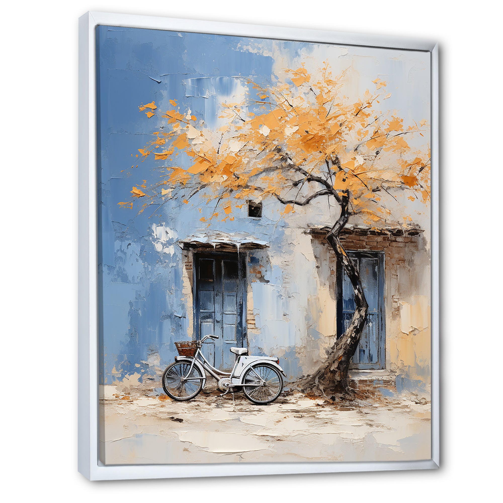 Florals yellow and blue bicycle - Bicycle Canvas Wall Art