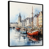 Red and grey Fishing Boat at port I - Boat Fishing Canvas Wall Art