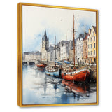 Red and grey Fishing Boat at port I - Boat Fishing Canvas Wall Art