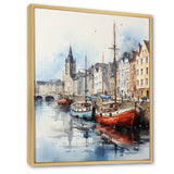 Red and grey Fishing Boat at port I - Boat Fishing Canvas Wall Art