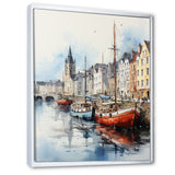 Red and grey Fishing Boat at port I - Boat Fishing Canvas Wall Art