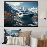 Red and white Fishing Boat in river I - Boat Fishing Canvas Wall Art
