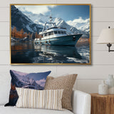 Red and white Fishing Boat in river I - Boat Fishing Canvas Wall Art