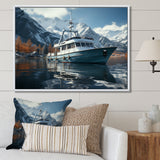 Red and white Fishing Boat in river I - Boat Fishing Canvas Wall Art