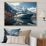 Red and white Fishing Boat in river I - Boat Fishing Canvas Wall Art