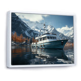 Red and white Fishing Boat in river I - Boat Fishing Canvas Wall Art