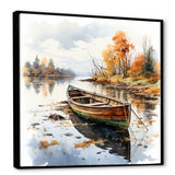 Autumn Tranquility canoe by the lake I - Boat Fishing Canvas Wall Art