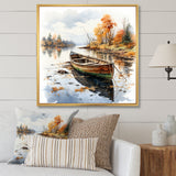 Autumn Tranquility canoe by the lake I - Boat Fishing Canvas Wall Art