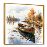 Autumn Tranquility canoe by the lake I - Boat Fishing Canvas Wall Art