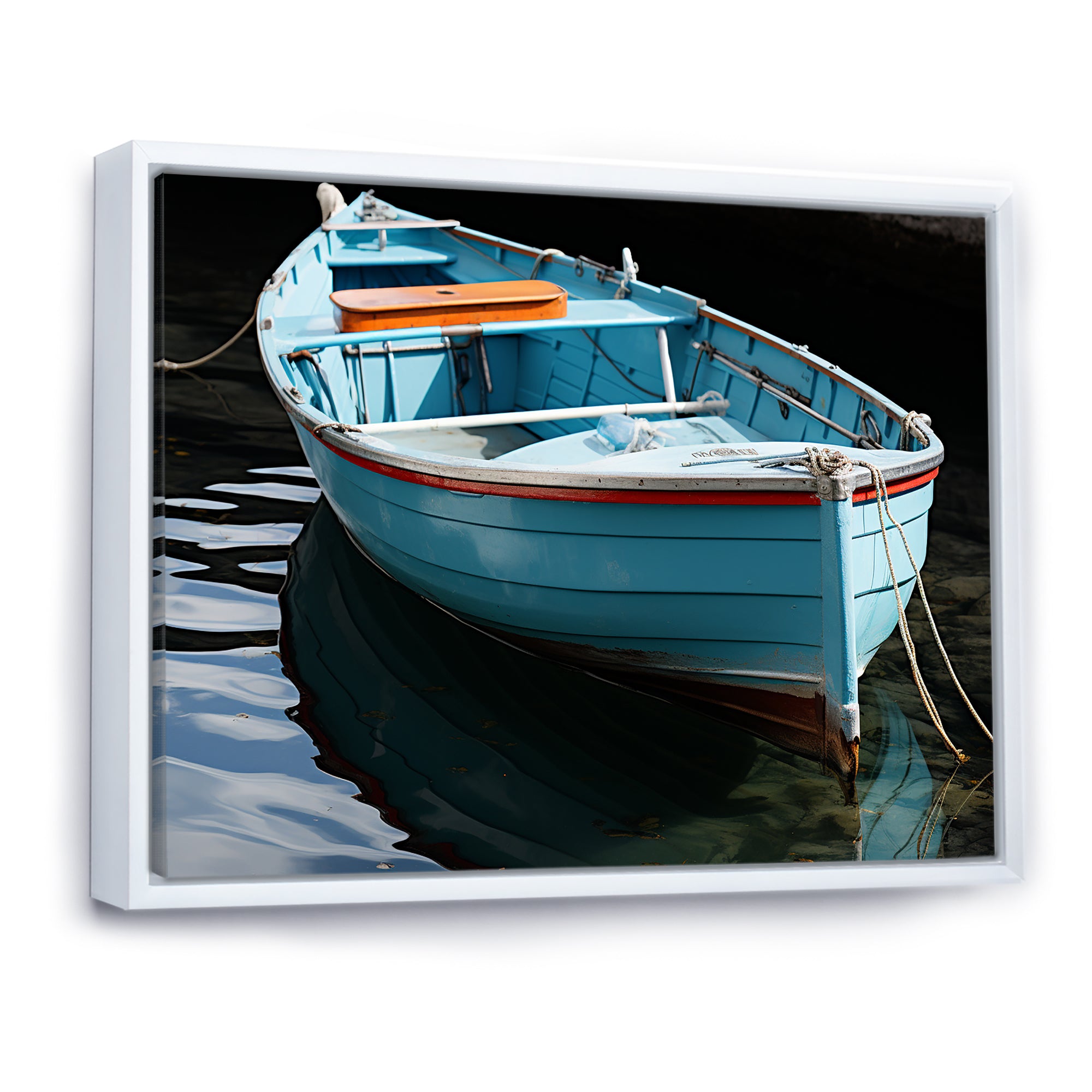 Blue and red Fishing boat expedition - Boat Fishing Canvas Wall Art
