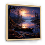 Purple and orange Moonlit Fishing Voyage - Boat Fishing Canvas Wall Art
