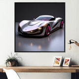 Pink and chrome Italian hyper car I - Car Exotic Canvas Wall Art
