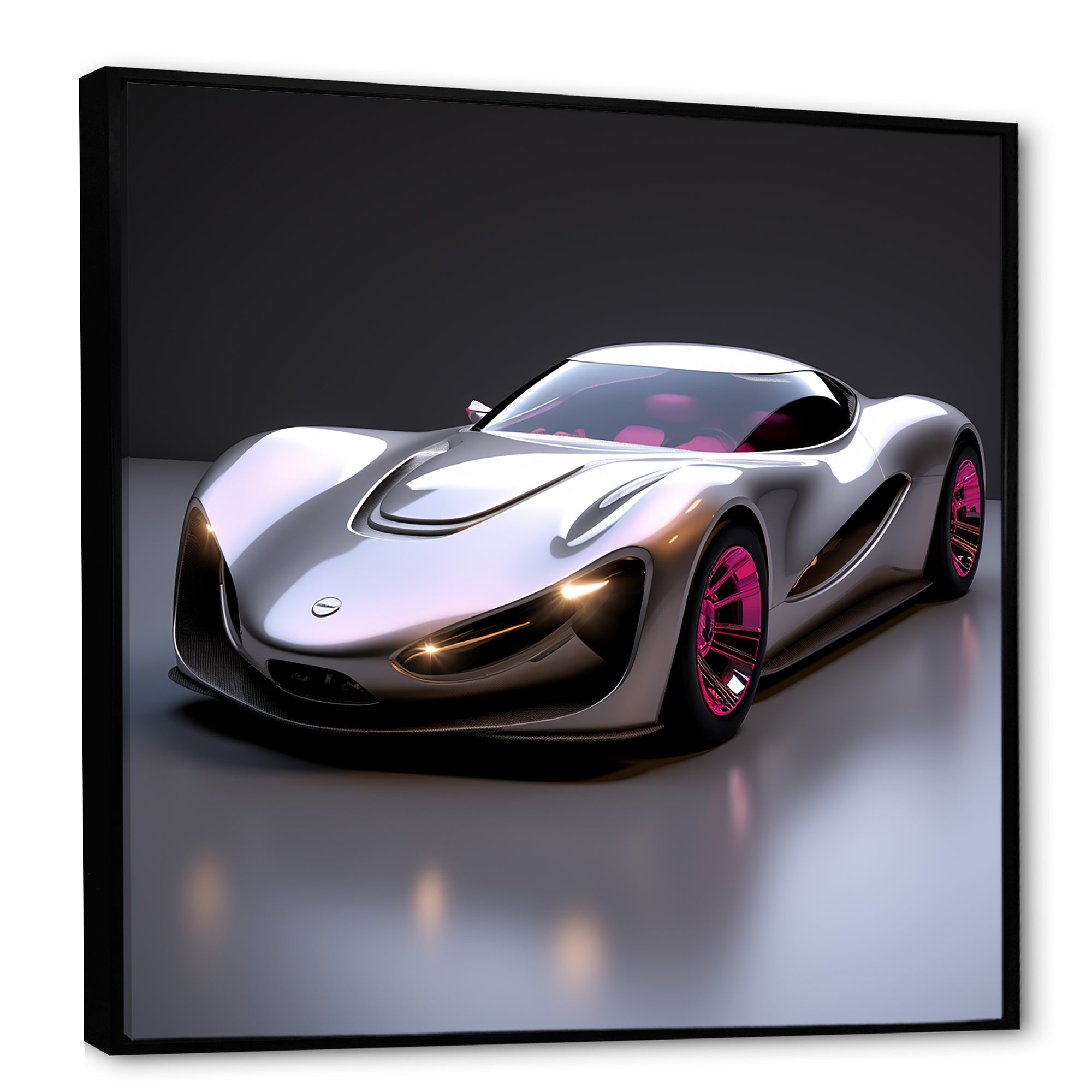 Pink and chrome Italian hyper car I - Car Exotic Canvas Wall Art