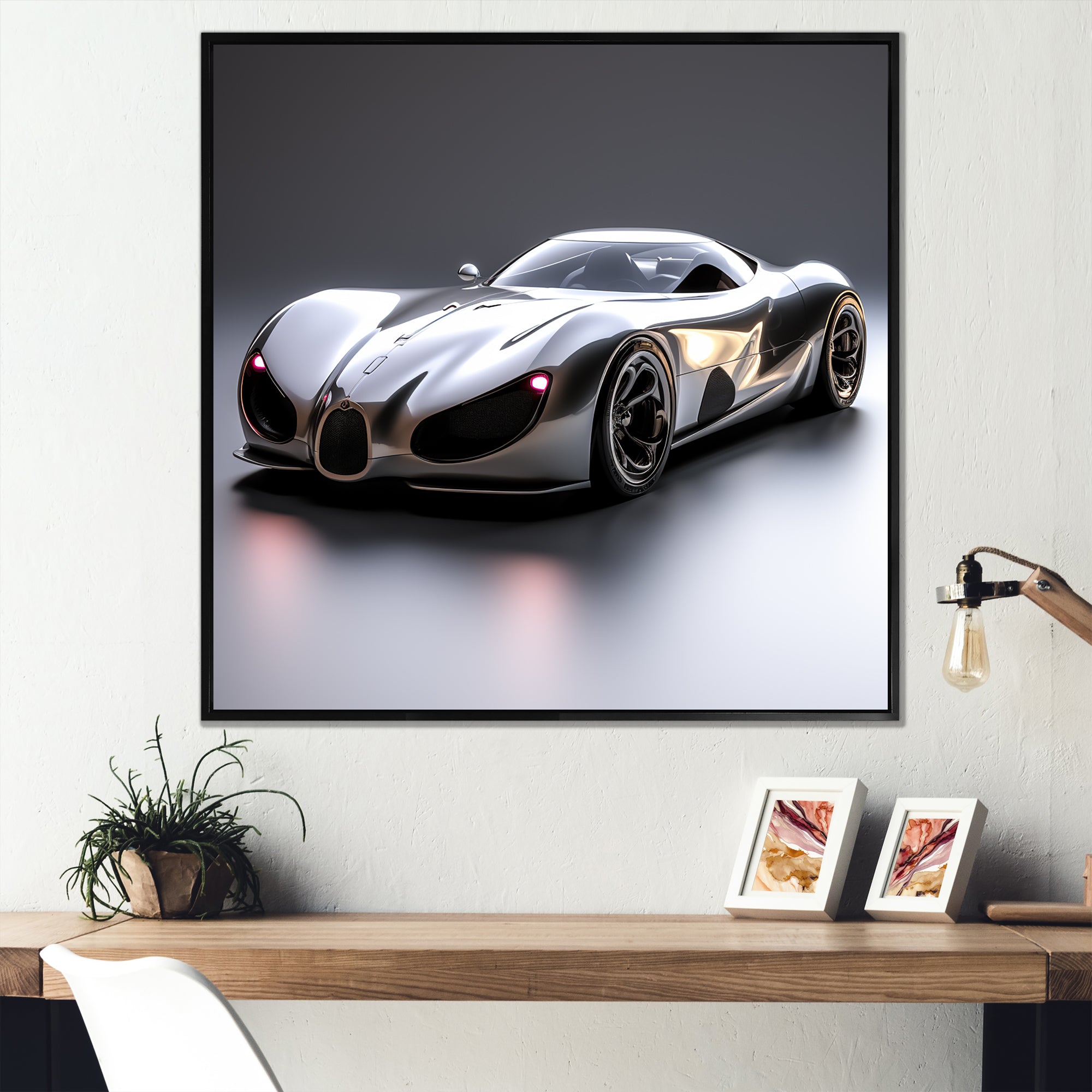 Silver Italian hyper car I - Car Exotic Canvas Wall Art