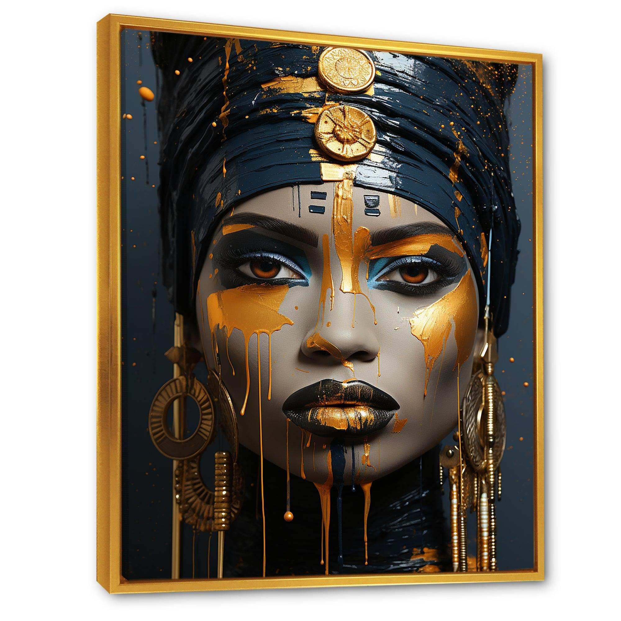 Yellow and blue African Grace Portrait of Beauty IV - Fashion Canvas Wall Art