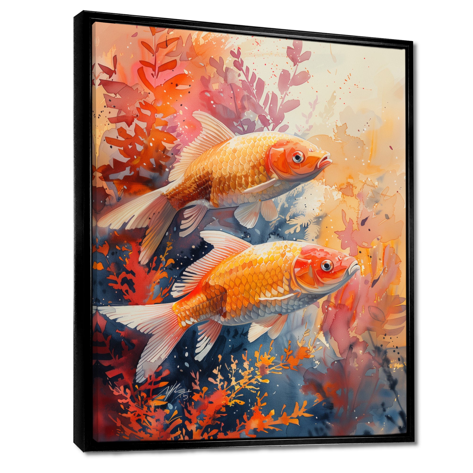 Orange coral Marine koi fish magic - Coral Wall Art Prints