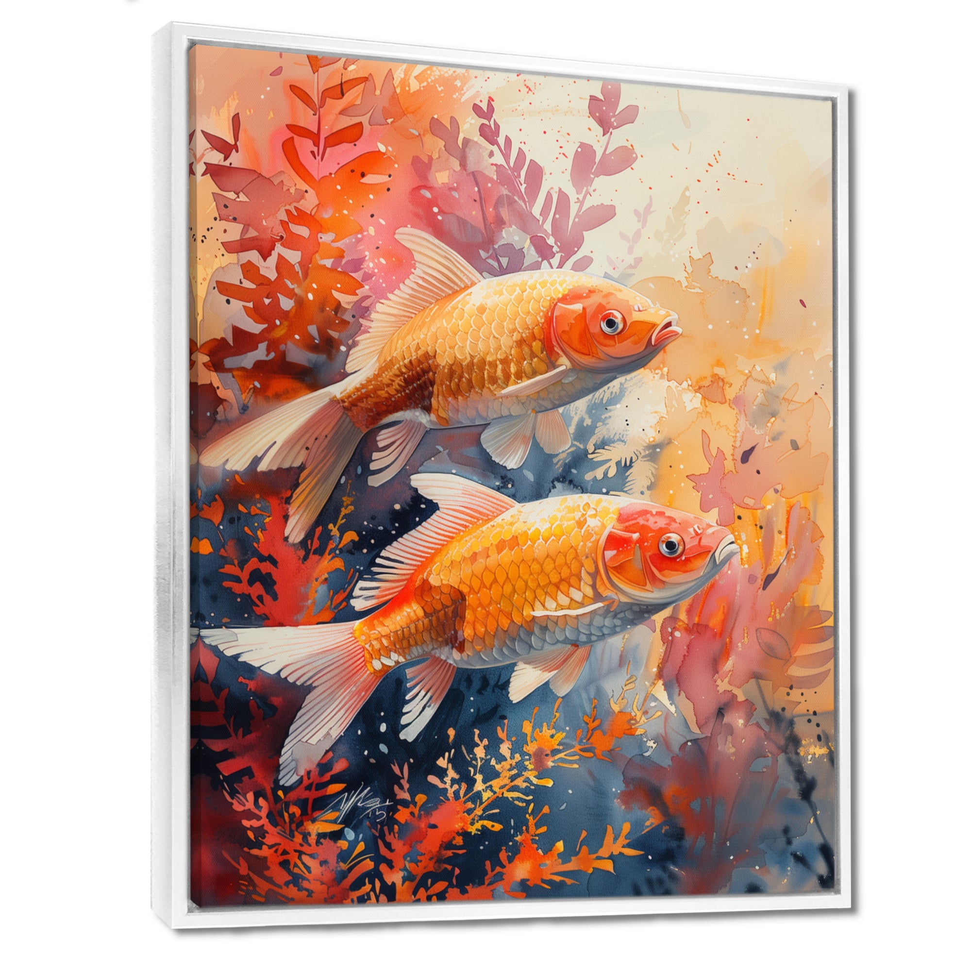 Orange coral Marine koi fish magic - Coral Wall Art Prints